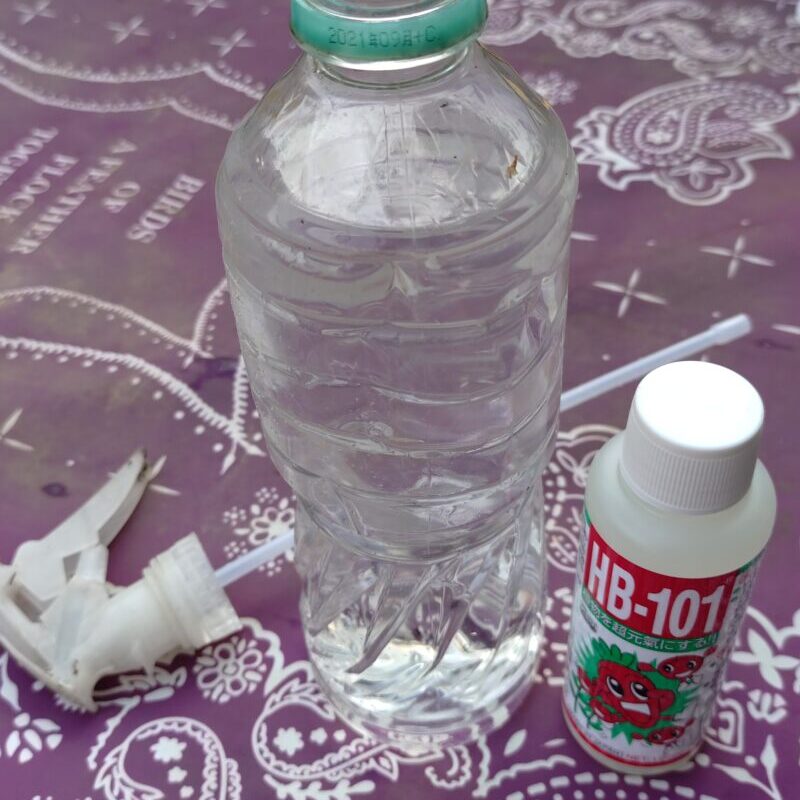 500mlペットボトルとスプレーとHB-101