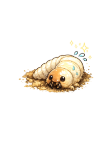幼虫(テッポウムシ)イメージ　カミキリムシ被害　バラ